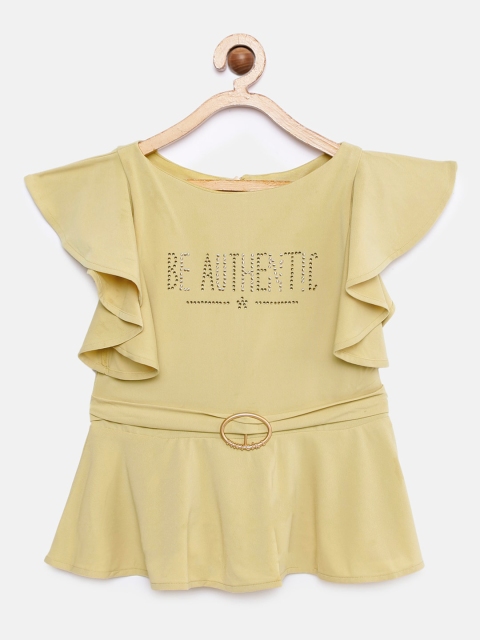 

Tiny Girl Beige Embellished Peplum Top