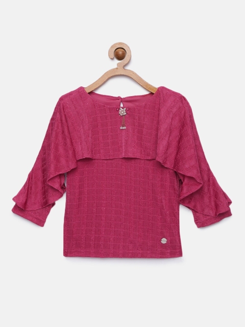 

Tiny Girl Pink Self Design Top