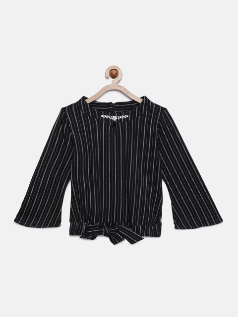 

Tiny Girl Navy Blue & White Striped Top