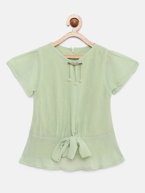 

Tiny Girl Green Solid Peplum Top