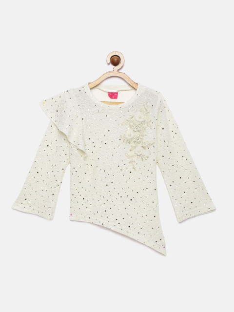 

Tiny Girl Cream-Coloured Embellished Top