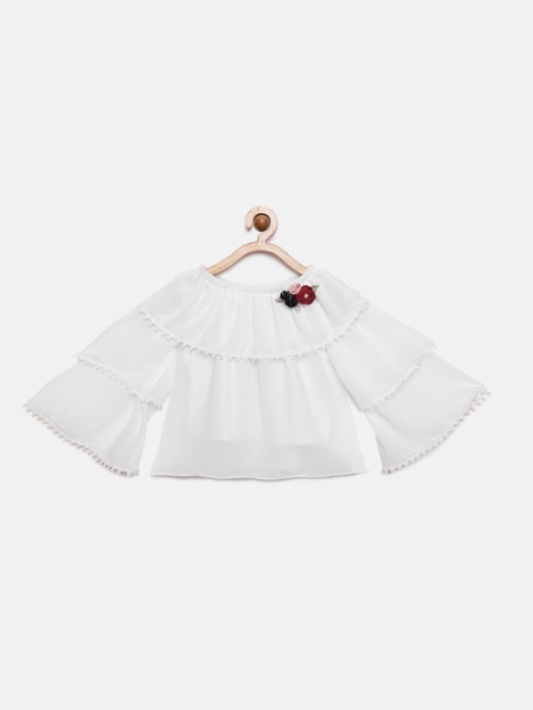 

Tiny Girl White Solid Cape Top