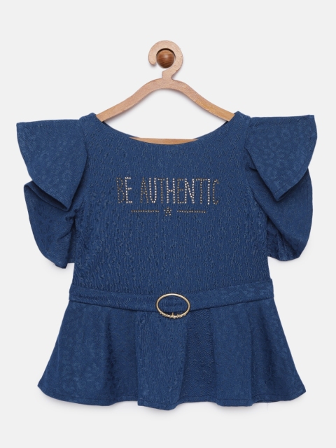 

Tiny Girl Blue Self Design Peplum Top