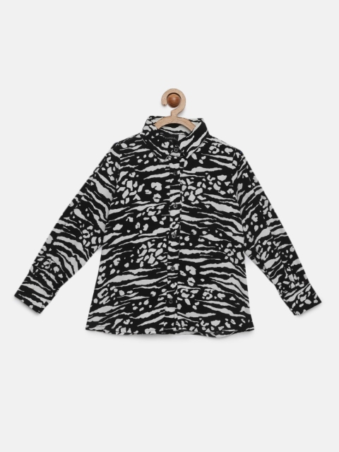 

Tiny Girl Black Printed Regular Fit Casual Shirt
