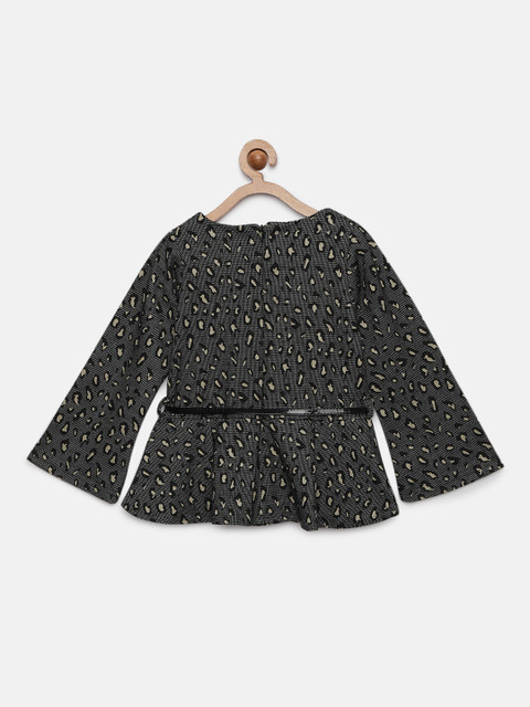 

Tiny Girl Girls Black Printed Peplum Top