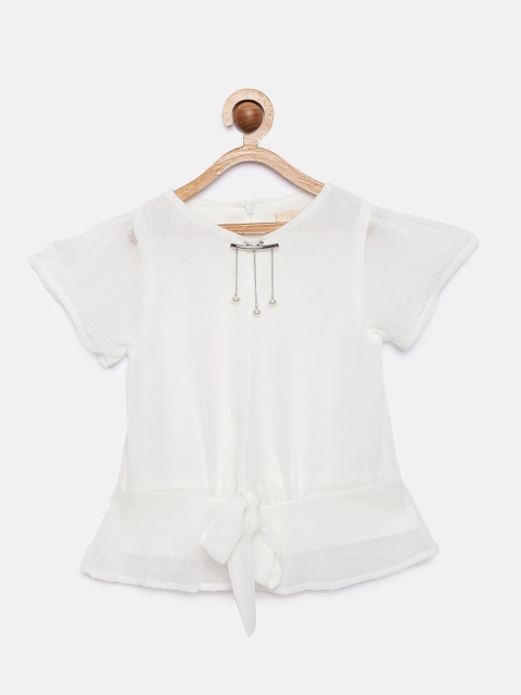 

Tiny Girl White Solid A-Line Top