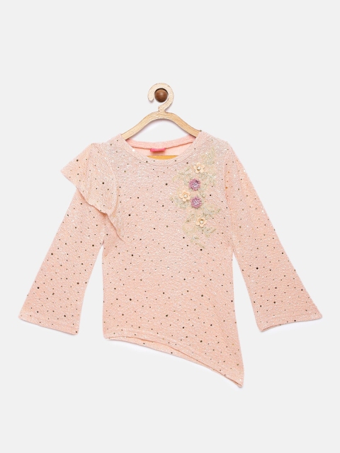 

Tiny Girl Peach-Coloured Embellished Top