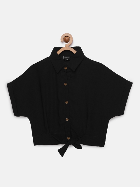 

Tiny Girl Black Solid Shirt Style Top