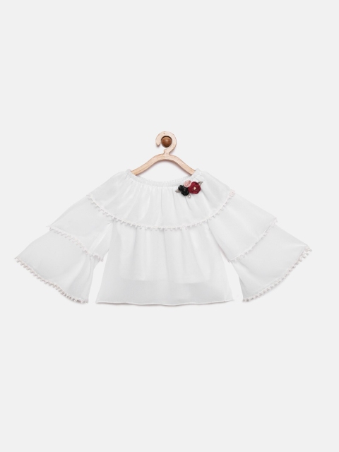 

Tiny Girl White Solid Cape Top