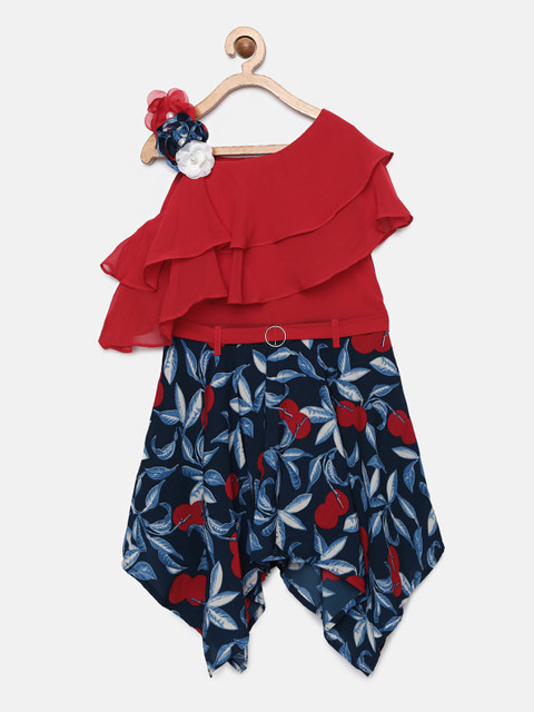 

Tiny Girl Girls Maroon Printed A-Line Dress