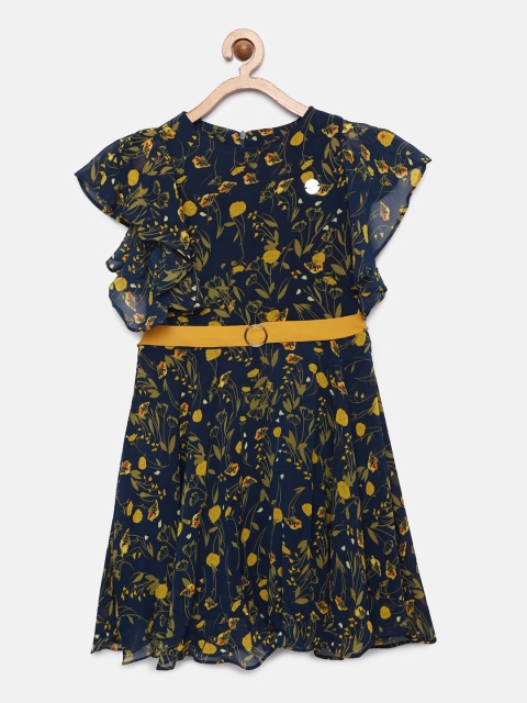 

Tiny Girl Girls Blue Printed Fit and Flare Dress