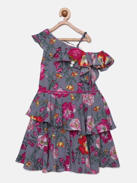 

Tiny Girl Multicoloured Printed Fit and Flare Dress, Multi