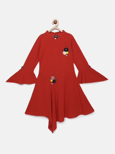 

Tiny Girl Girls Rust Solid A-Line Dress