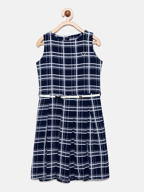 

Tiny Girl Girls Blue Checked Fit and Flare Dress