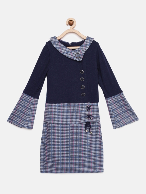 

Tiny Girl Blue Checked Wrap Dress