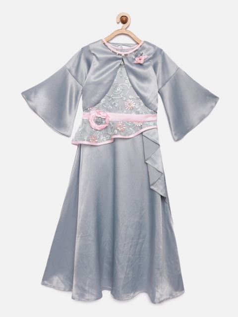 

Tiny Girl Grey Embroidered Maxi Dress with Shrug