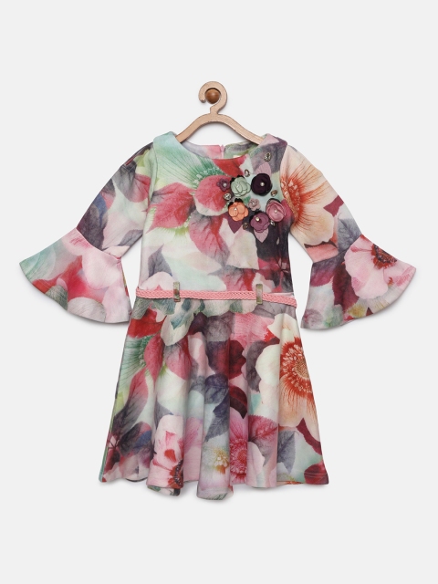 

Tiny Girl Multicoloured Printed Fit and Flare Dress, Multi