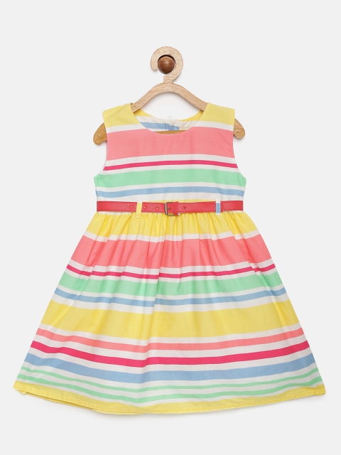 

Tiny Girl Multicoloured Striped Fit and Flare Dress, Multi