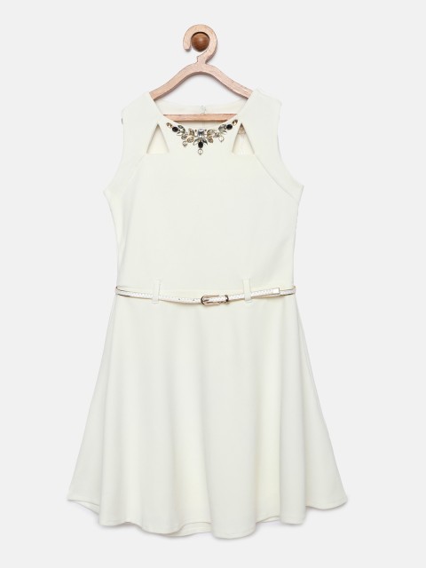 

Tiny Girl Cream-Coloured Embellished Fit and Flare Dress