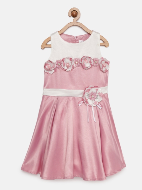 

Tiny Girl Pink Solid Fit and Flare Dress