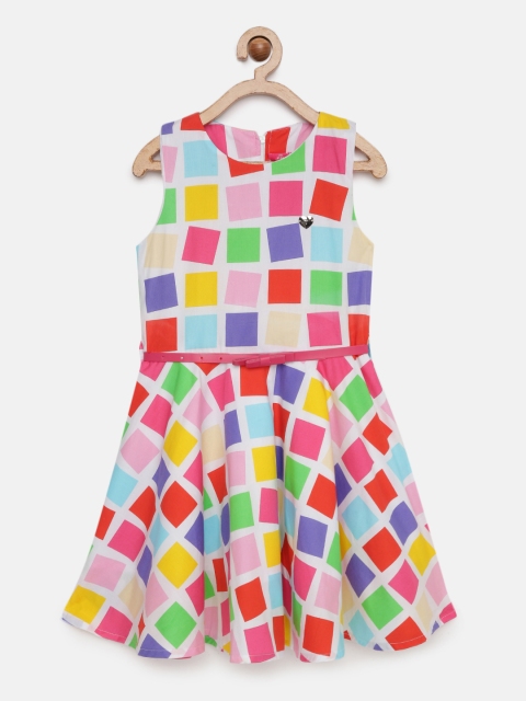 

Tiny Girl Multicoloured Printed Fit and Flare Dress, Multi