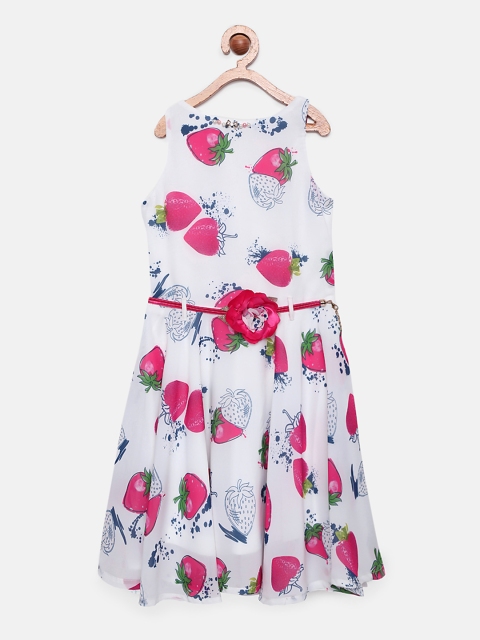 

Tiny Girl White Printed Fit and Flare Dress