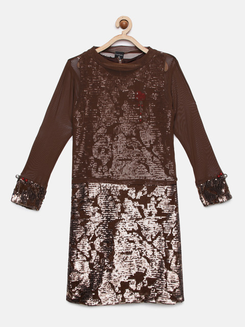 

Tiny Girl Girls Brown Embellished A-Line Dress