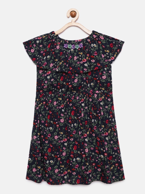 

Tiny Girl Navy Blue & Red Printed Fit and Flare Dress