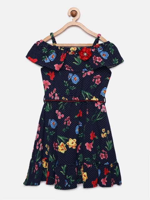 

Tiny Girl Girls Blue Printed Fit and Flare Dress
