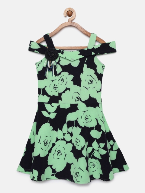 

Tiny Girl Mint Green & Black Printed Fit and Flare Dress