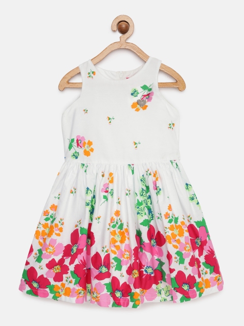 

Tiny Girl White Printed Fit and Flare Dress