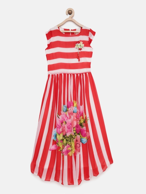 

Tiny Girl Red & Off-White Striped Fit and Flare Dress