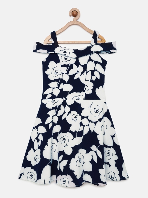 

Tiny Girl Black & White Floral Printed Fit and Flare Dress