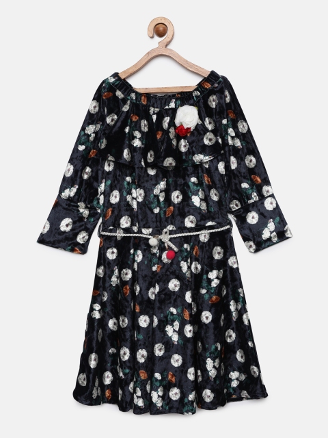 

Tiny Girl Girls Blue Printed Fit and Flare Dress