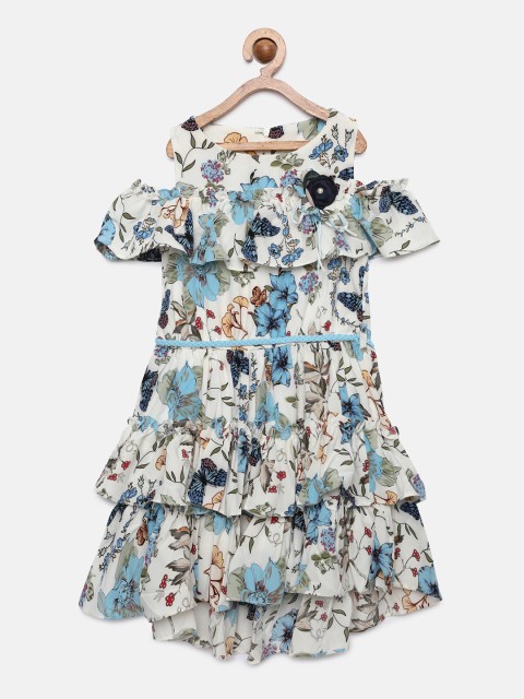 

Tiny Girl Girls Cream-Coloured Printed Fit and Flare Dress