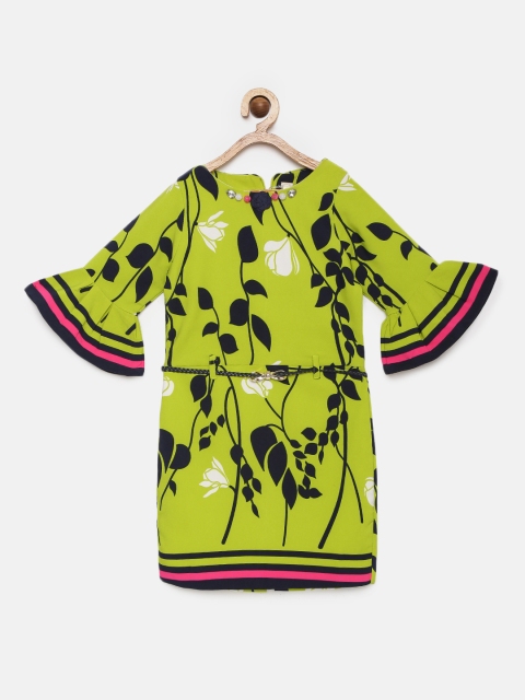 

Tiny Girl Girls Green Printed A-Line Dress