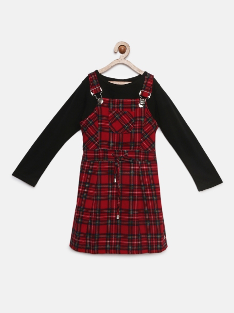 

Tiny Girl Girls Red & Blue Checked Pinafore Dress with T-shirt