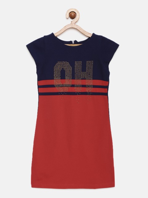 

Tiny Girl Girls Red Colourblocked A-Line Dress