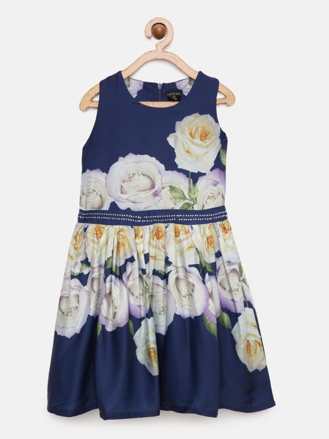 

Tiny Girl Blue Printed Fit and Flare Dress