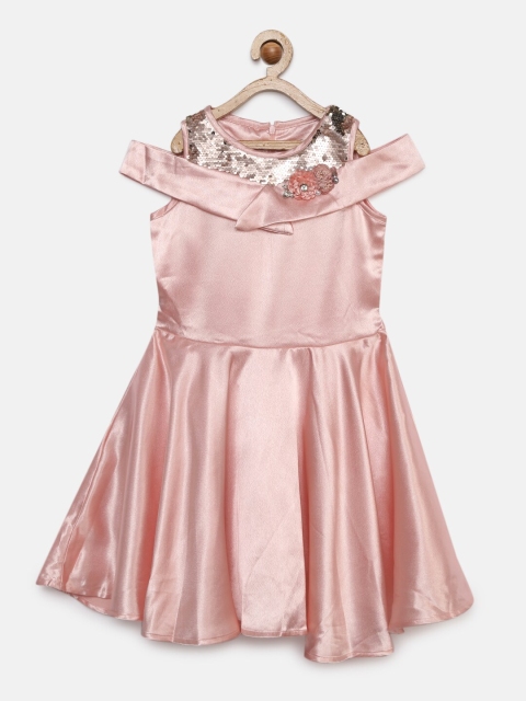 

Tiny Girl Pink Solid Fit and Flare Dress