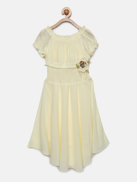 

Tiny Girl Cream-Coloured Solid Fit and Flare Dress