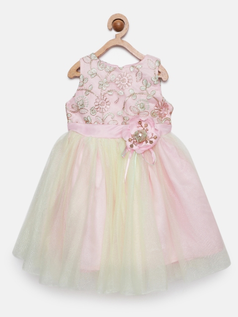 

Tiny Girl Girls Pink Embroidered Fit and Flare Dress