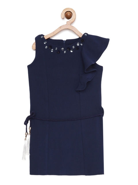 

Tiny Girl Navy Blue Solid Sheath Dress