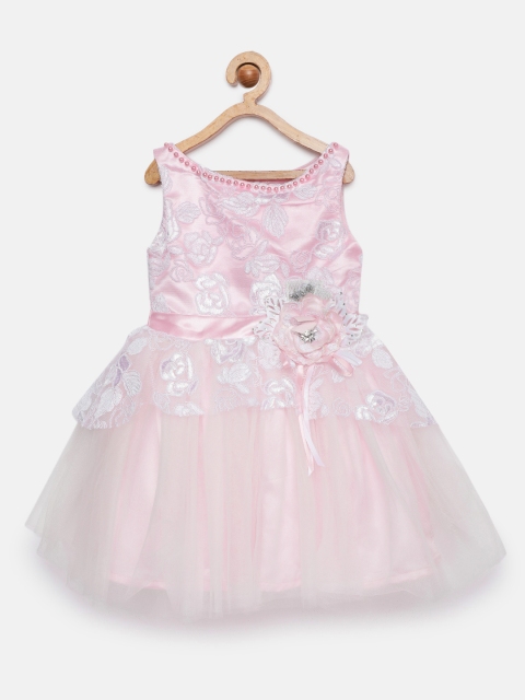 

Tiny Girl Girls Pink Embroidered Fit and Flare Dress