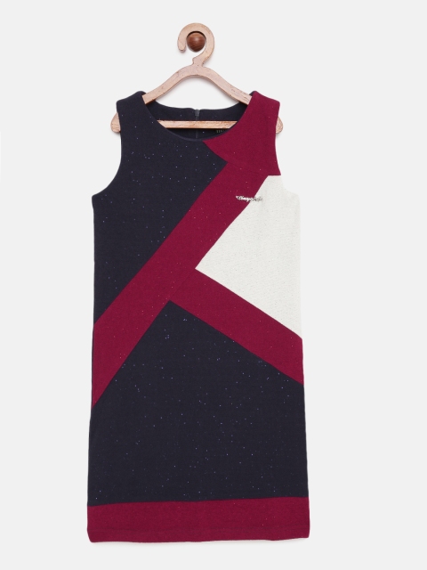 

Tiny Girl Navy Blue & Red Colourblocked A-Line Dress