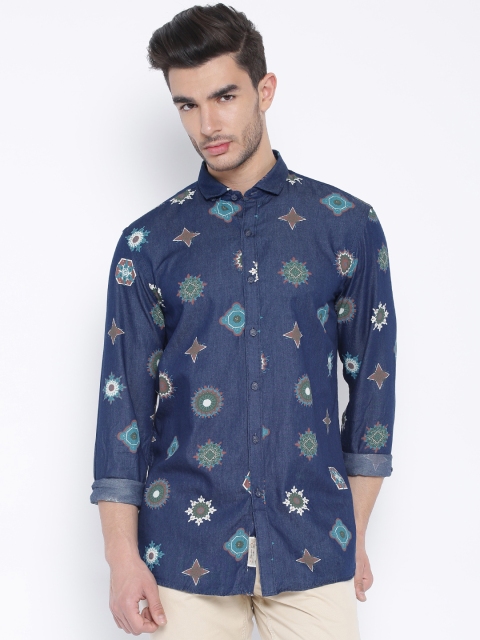

Allen Solly Blue Printed Custom Fit Casual Shirt
