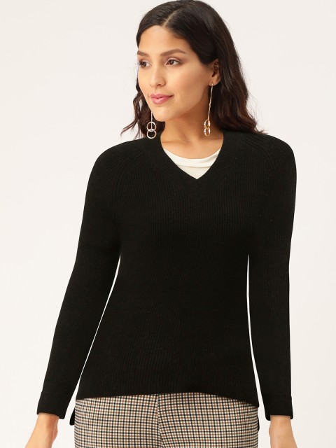 

Madame Women Black Solid Pullover