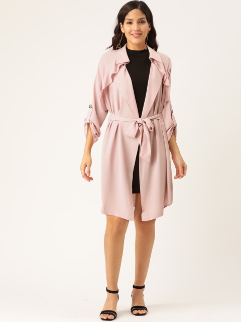 

Madame Women Pink Solid Open Front Longline Shrug