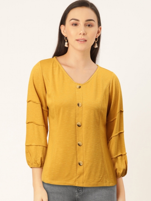 

Madame Women Mustard Yellow Solid Top