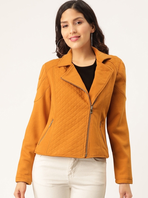 

Madame Women Mustard Yellow Solid Asymmetric Closure Tailored Jacket